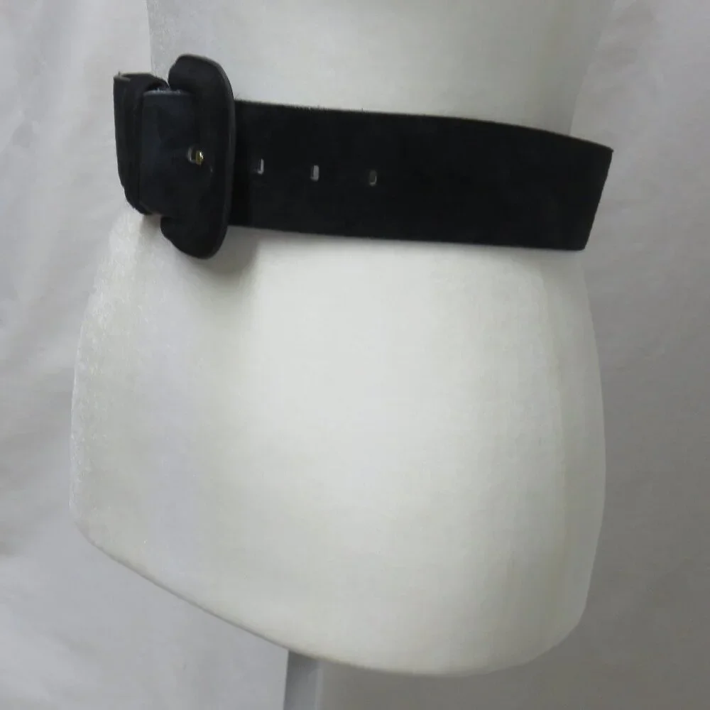 Women's Morgan Taylor Black Suede Wide Belt, Size Small - Picture 3 of 12